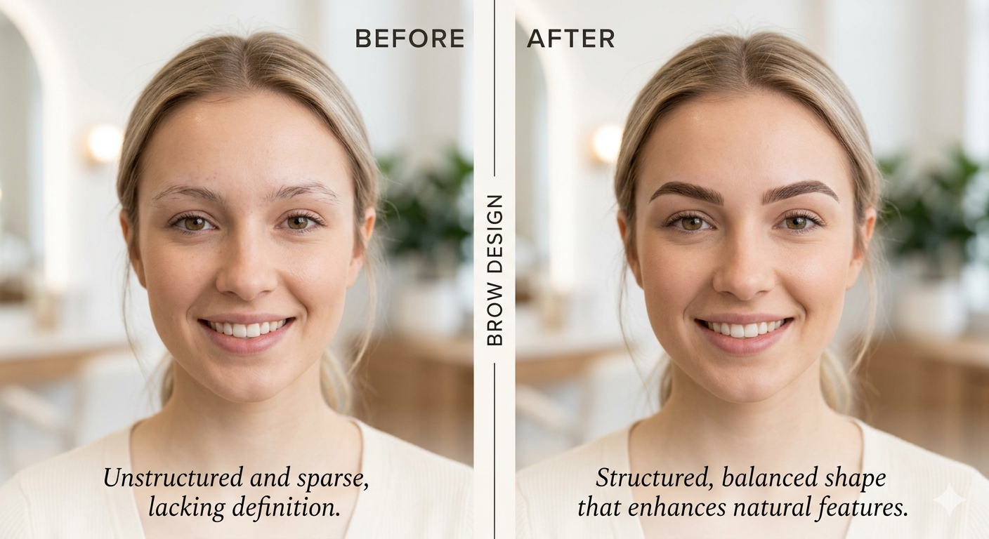 Before and after brow design