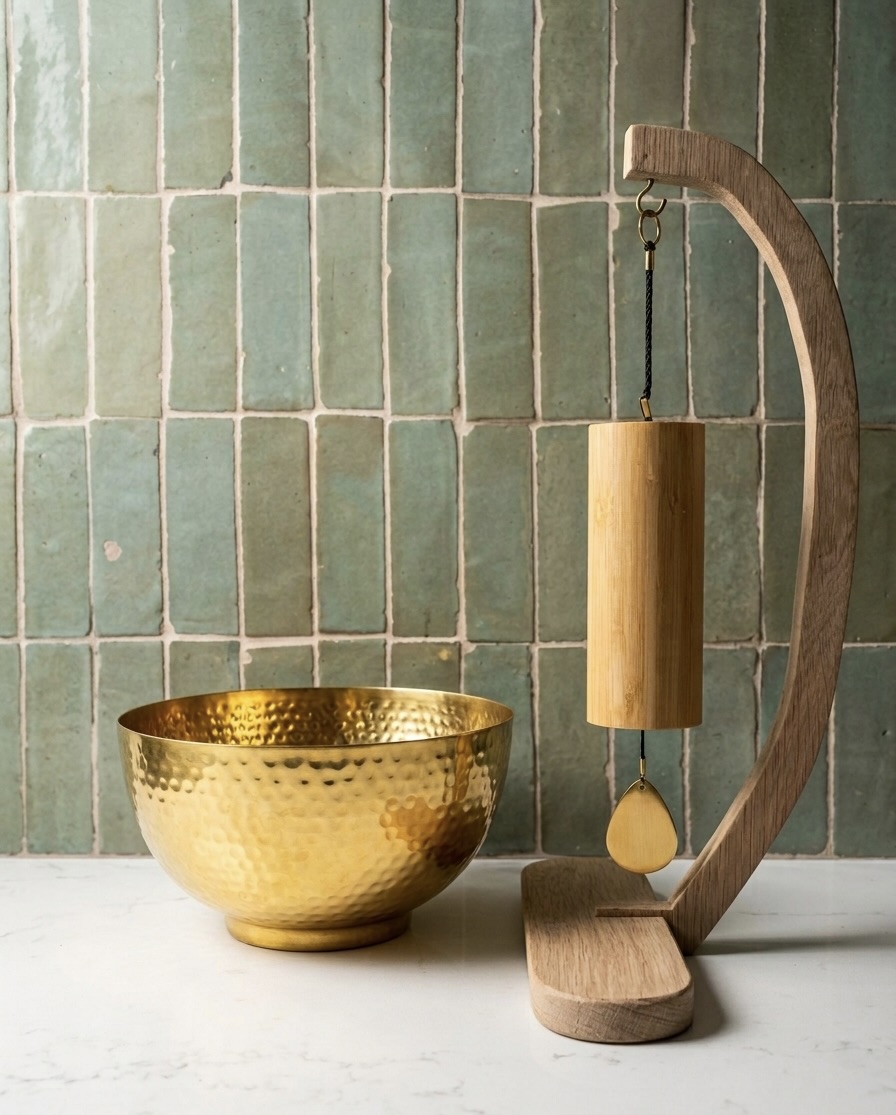 Koshi chime and ritual bowl — tools of practice at Skin Shaman